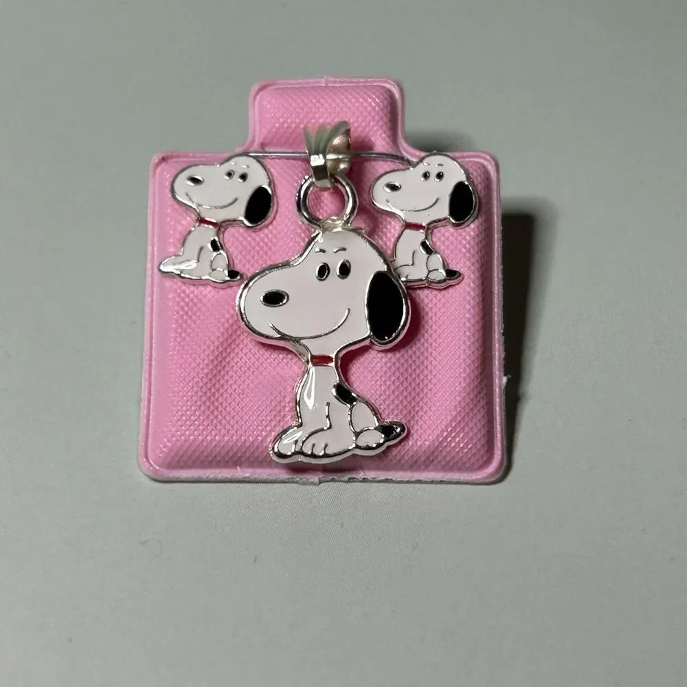 925 Sterling Silver Pendant and Earring Set: Snoopy Set